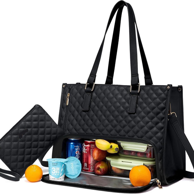 Black Insulated Lunch Bag and Laptop Cooler - Perfect for Keeping Food Fresh.