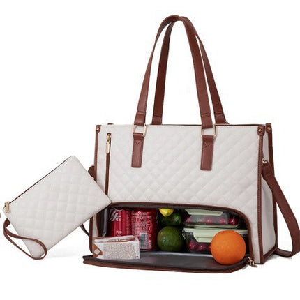 White Insulated Lunch Bag and Laptop Cooler - Perfect for Keeping Food Fresh.