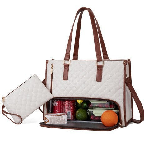 White Insulated Lunch Bag and Laptop Cooler - Perfect for Keeping Food Fresh.