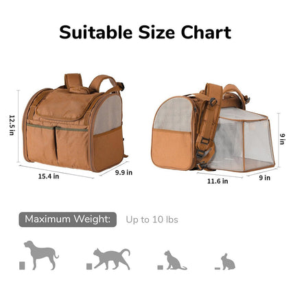 Grey Expandable Breathable Outdoor Portable Large Space Cat Backpack - Pet Carrier for Cats and Dogs.