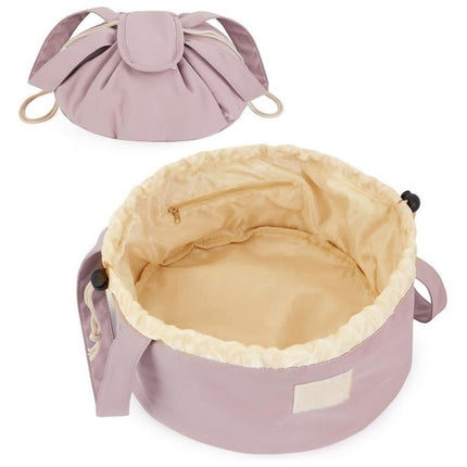 Pink New Large Capacity Portable Drawstring Makeup Bag - Travel Toiletry Bag with Fashionable Cosmetic Brush Storage.