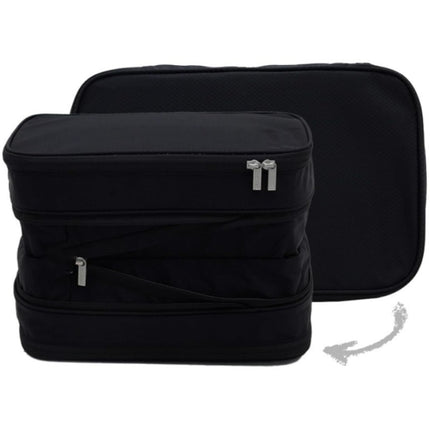 Black Durable Double-Zipper Expandable Water-Resistant Thick and Thin Clothing Storage Bag - Size 40*30*15CM.