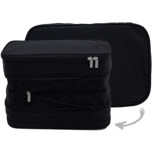Black Durable Double-Zipper Expandable Water-Resistant Thick and Thin Clothing Storage Bag - Size 40*30*15CM.