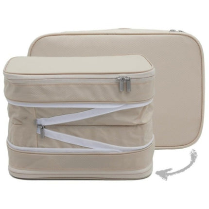 Beige Durable Double-Zipper Expandable Water-Resistant Thick and Thin Clothing Storage Bag - Size 40*30*15CM.