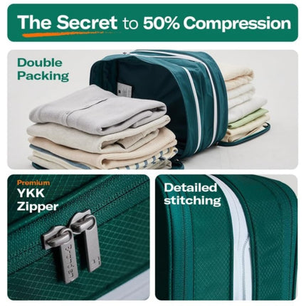 Beige Durable Double-Zipper Expandable Water-Resistant Thick and Thin Clothing Storage Bag - Size 40*30*15CM.