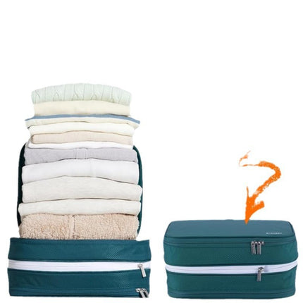 Beige Durable Double-Zipper Expandable Water-Resistant Thick and Thin Clothing Storage Bag - Size 40*30*15CM.