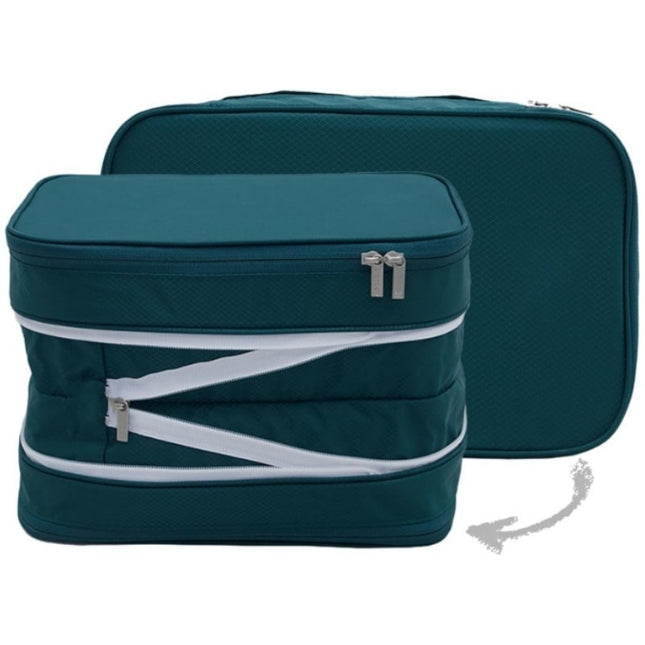 Green Durable Double-Zipper Expandable Water-Resistant Thick and Thin Clothing Storage Bag - Size 40*30*15CM.