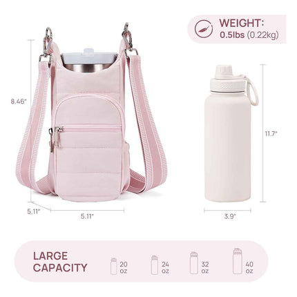 White Women's Crossbody Water Bottle Bag-Perfect for Hiking and Cycling.