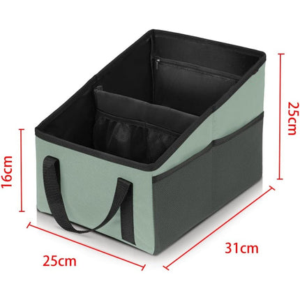 3-piece Green Car Trunk Storage Box - Large Capacity Oxford Cloth Foldable Car Seat Organizer.