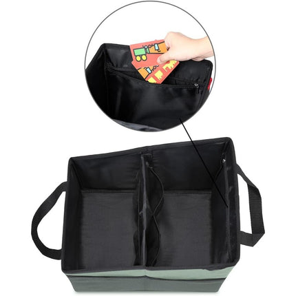 3-piece Green Car Trunk Storage Box - Large Capacity Oxford Cloth Foldable Car Seat Organizer.