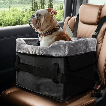 Black Car Pet Pad - Portable Dog Booster Seat for Safe and Comfortable Travel.