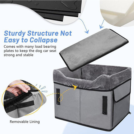 Black Car Pet Pad - Portable Dog Booster Seat for Safe and Comfortable Travel.