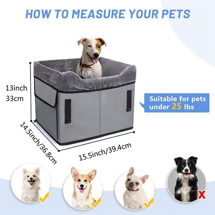 Black Car Pet Pad - Portable Dog Booster Seat for Safe and Comfortable Travel.