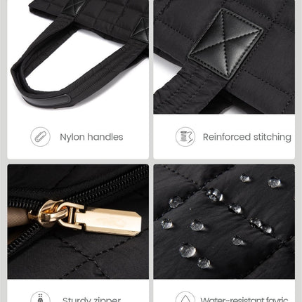 Black New Large Capacity Tote Bag - Fashionable Quilted Women's Shoulder Bag and Laptop Bag.