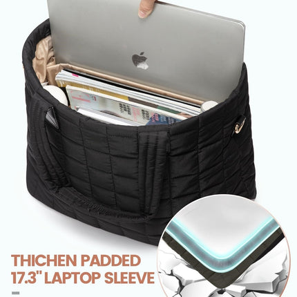 Black New Large Capacity Tote Bag - Fashionable Quilted Women's Shoulder Bag and Laptop Bag.