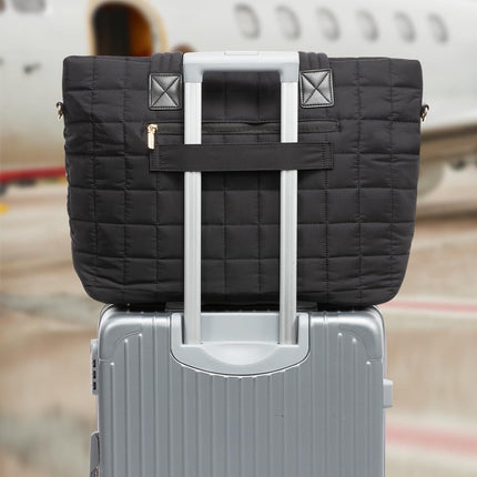 Black New Large Capacity Tote Bag - Fashionable Quilted Women's Shoulder Bag and Laptop Bag.