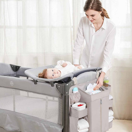Pink Foldable Baby Crib Storage Hanging Bag - Large Capacity Organizer for Cribs and Changing Tables.