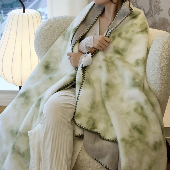 Green Luxury Mink Velvet Ink Print Blanket - High-Quality Warmth for Your Home(150*200cm).