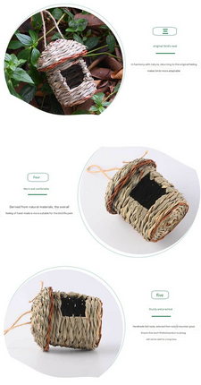 3-Piece Handcrafted Natural Grass Bird Nest - Eco-Friendly Pet Garden Decor(14*10cm).