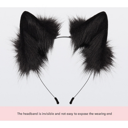 Dark grey Halloween Furry Fox Costume Set - Plush Mask, Ears Headband, Tail, and Paws for Cosplay.