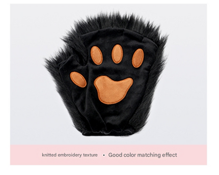 Dark grey Halloween Furry Fox Costume Set - Plush Mask, Ears Headband, Tail, and Paws for Cosplay.