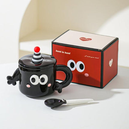 Black Quirky Ceramic Couples Mug Set - Fun and Unique Gift for Weddings and Special Occasions.