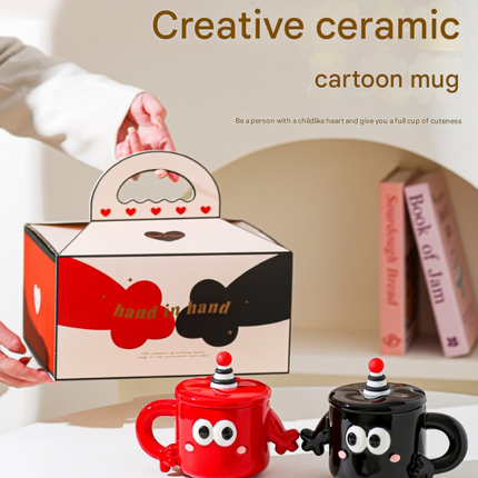 Black Quirky Ceramic Couples Mug Set - Fun and Unique Gift for Weddings and Special Occasions.