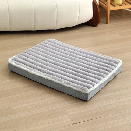2-Piece Grey Sponge large pet bed - plush dog mat, detachable, washable, anti-slip base(50*40*8cm).