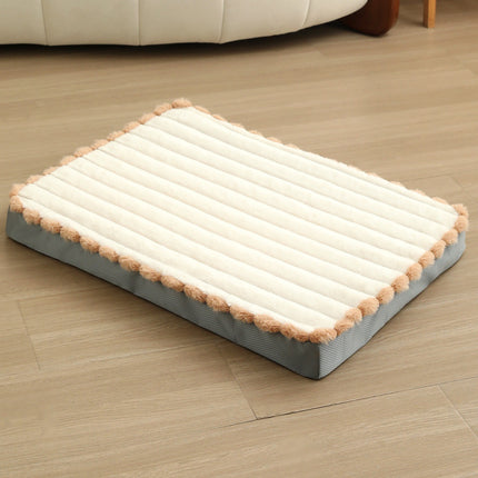 2-Piece White Sponge large pet bed - plush dog mat, detachable, washable, anti-slip base(50*40*8cm).