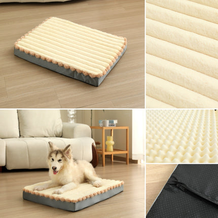2-Piece White Sponge large pet bed - plush dog mat, detachable, washable, anti-slip base(50*40*8cm).