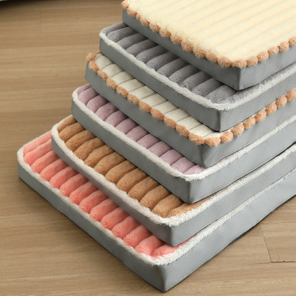 2-Piece White Sponge large pet bed - plush dog mat, detachable, washable, anti-slip base(50*40*8cm).