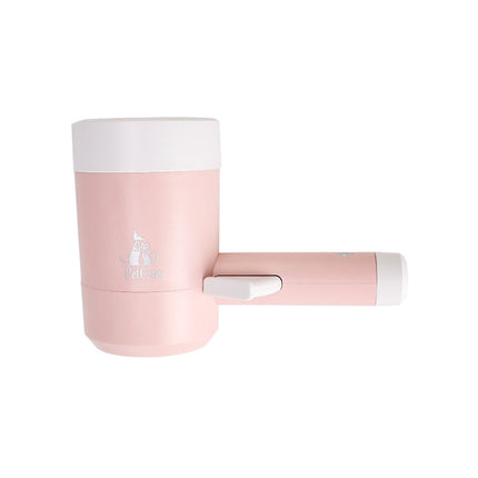 Pink Portable Dog Paw Cleaner Cup - Semi-Automatic 360-degree Rotating Foot Washer with Soft Silicone Bristles.