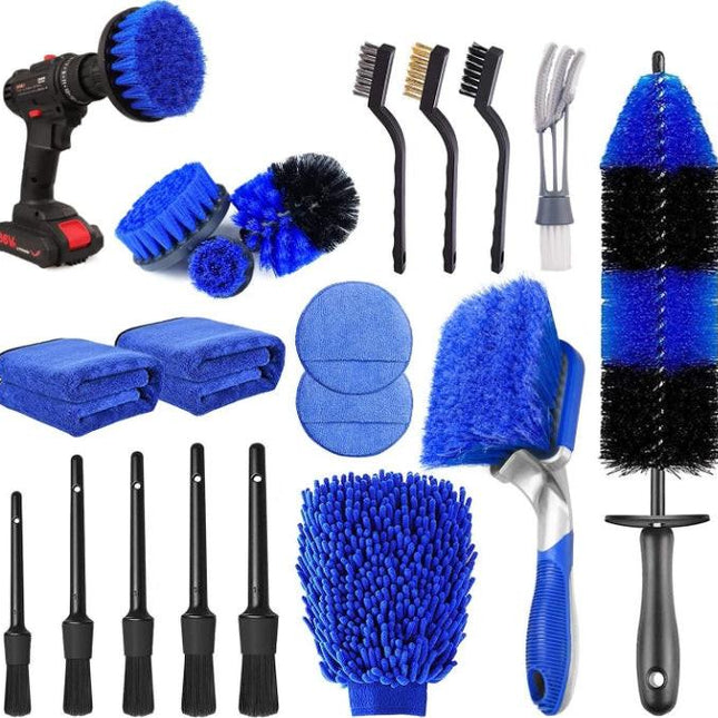 20-Piece set Ultimate Car Detailing Kit - Drill Brush & Polishing Pad Set for Car Interior, Wheels, and Exterior Cleaning.