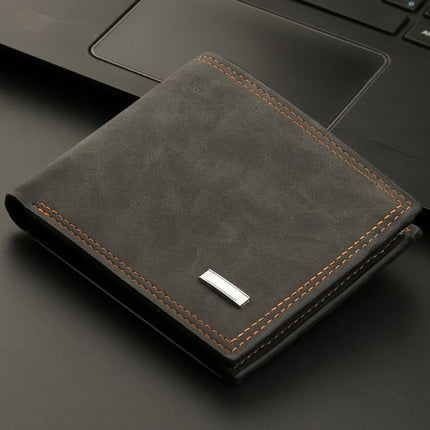 2-Piece Black Men's Vintage Style Bifold Wallet | High-Capacity PU Leather with Removable Card Holder & Zip Coin Pocket.