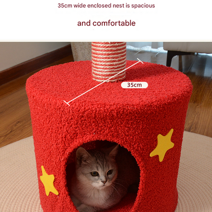 Festive Christmas Tree Cat Scratcher & Condo | 2-in-1 Sisal Post with Cozy Hideaway Bed.