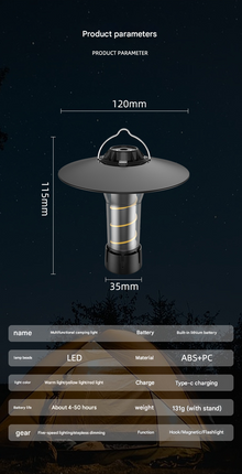 Vintage Lighthouse LED Camping Lantern | 5-Mode Rechargeable Light with Tripod.