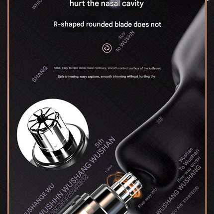 White Painless Electric Nose & Ear Hair Trimmer - USB-C Rechargeable Grooming Tool with LED Battery Display for Men and Women.
