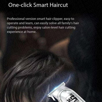 Silver Professional Cordless Hair Clippers - USB Rechargeable Trimmer with LED Display for Barbers & Home Grooming.