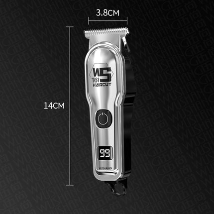 Silver Professional Cordless Hair Clippers - USB Rechargeable Trimmer with LED Display for Barbers & Home Grooming.