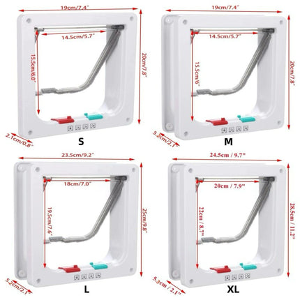 Secure 4-Way Locking Pet Door for Cats & Small Dogs - Easy Access Flap for Doors, Walls & Glass(Size M).