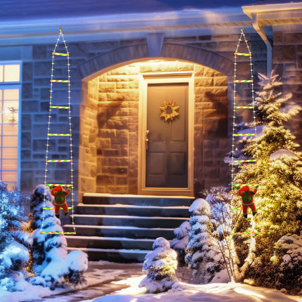 Festive Climbing Santa LED Ladder Light - USB Powered Outdoor Christmas Hanging Decoration with Remote(1.7m).