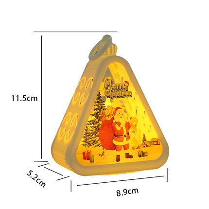 Bronze color Santa Claus Charming Christmas Scene Mini Lanterns (Set of 3) - Battery Operated LED Lights for a Cozy Holiday Glow.
