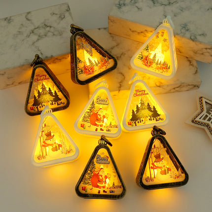 Bronze color Snowman Charming Christmas Scene Mini Lanterns (Set of 3) - Battery Operated LED Lights for a Cozy Holiday Glow.