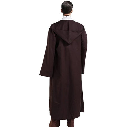 Brown Shadow Wanderer Hooded Cape - Premium Velvet Robe for Jedi, Wizard & Medieval Cosplay.