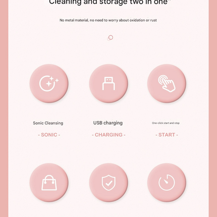Pink Portable Ultrasonic Contact Lens Cleaner - Automatic Electric Cleaning Case with LED Makeup Mirror, USB Rechargeable for Travel & Home.