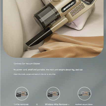 Khaki High-Power Wireless UV Sterilization Mite Removal Vacuum Cleaner - Powerful Suction and Deep Cleaning for Home Use.