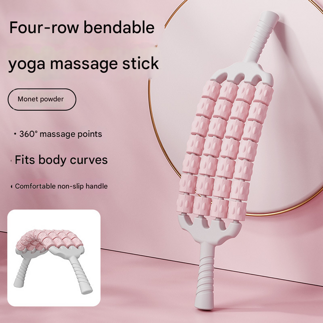 Pink Four-Row Bendable Massage Roller - Muscle Relaxation and Sensory Integration Training for Children.