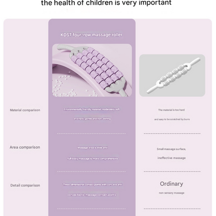 Pink Four-Row Bendable Massage Roller - Muscle Relaxation and Sensory Integration Training for Children.