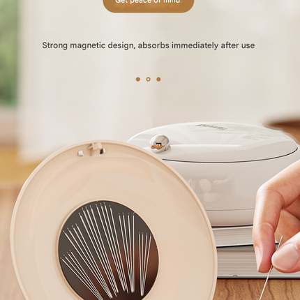 White Modern Portable Sewing Kit - All-in-One Compact Organizer with Magnetic Pin Cushion for Home & Travel.