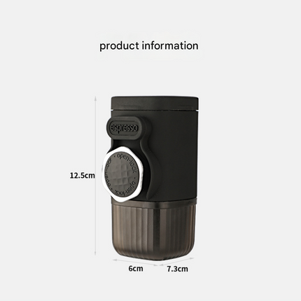 Black Portable Hand Press Espresso Machine - Compatible with Espresso Capsules and Ground Coffee for Home, Travel, and Outdoor Use.